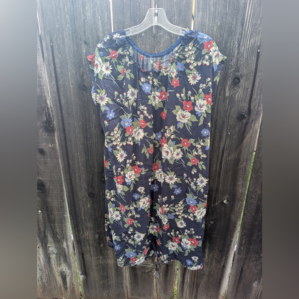 Navy Floral Short-Sleeve plus size dress handmade